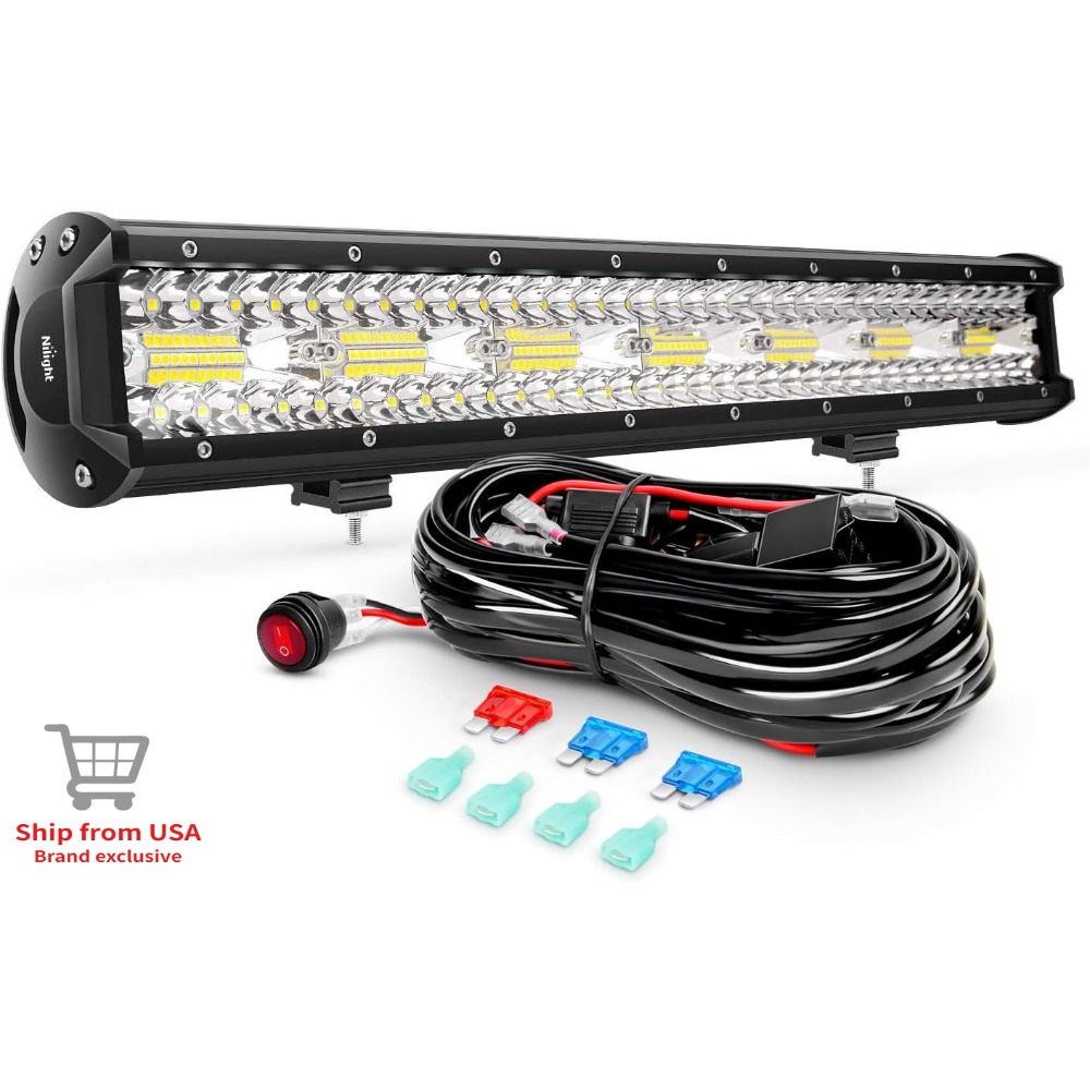 Flood Tray Table - Set Lampu LED Bar Nilight 20'Combo,