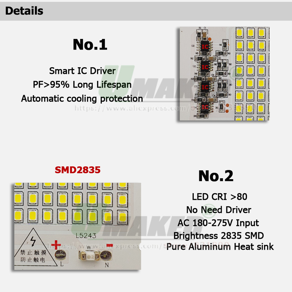 AC 220V LED PCB 10W 20W 30W 50 - Flood Tray Table ulasan dan harga