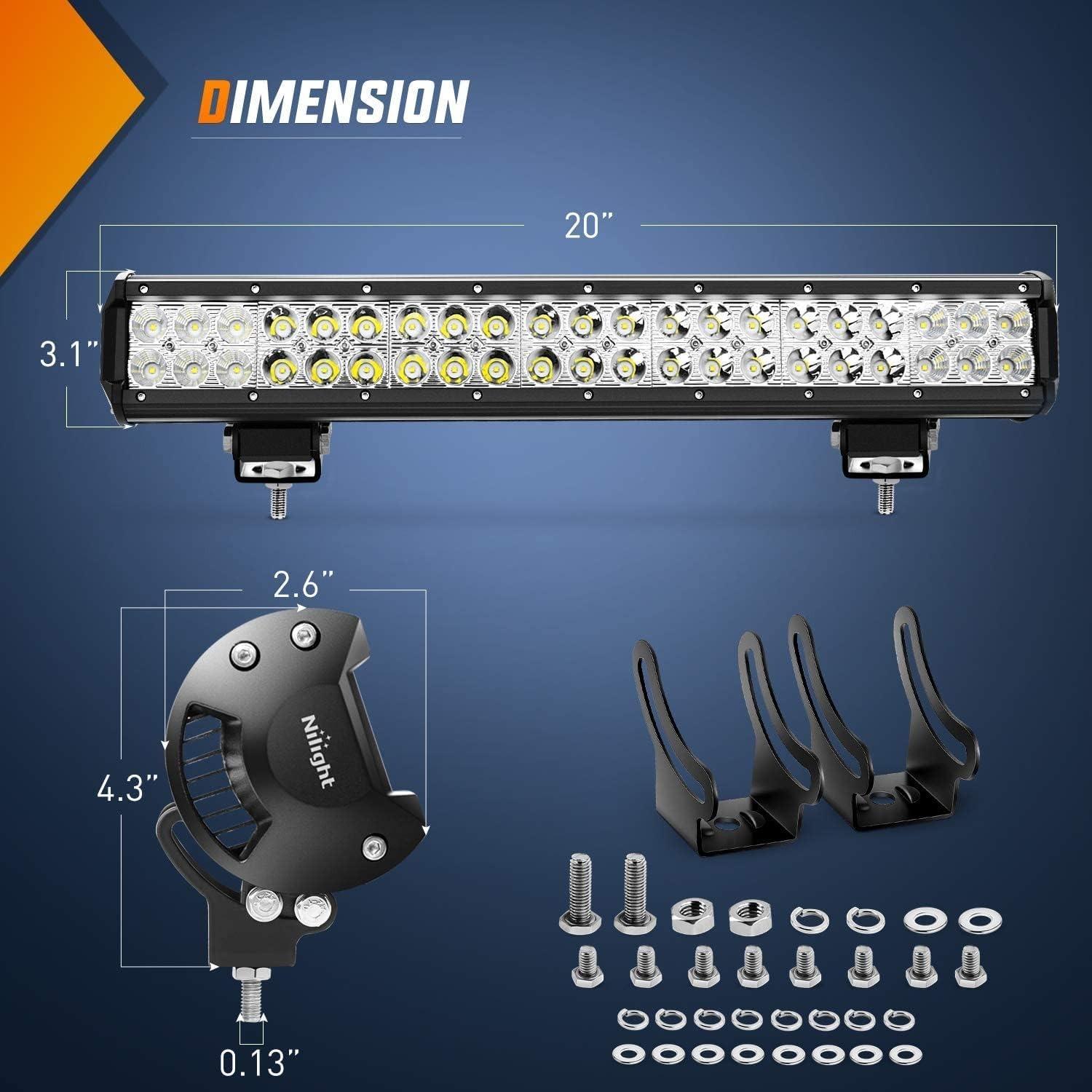 Lampu LED Bar Nilight 20 Inci  - Flood Tray Table ulasan dan harga