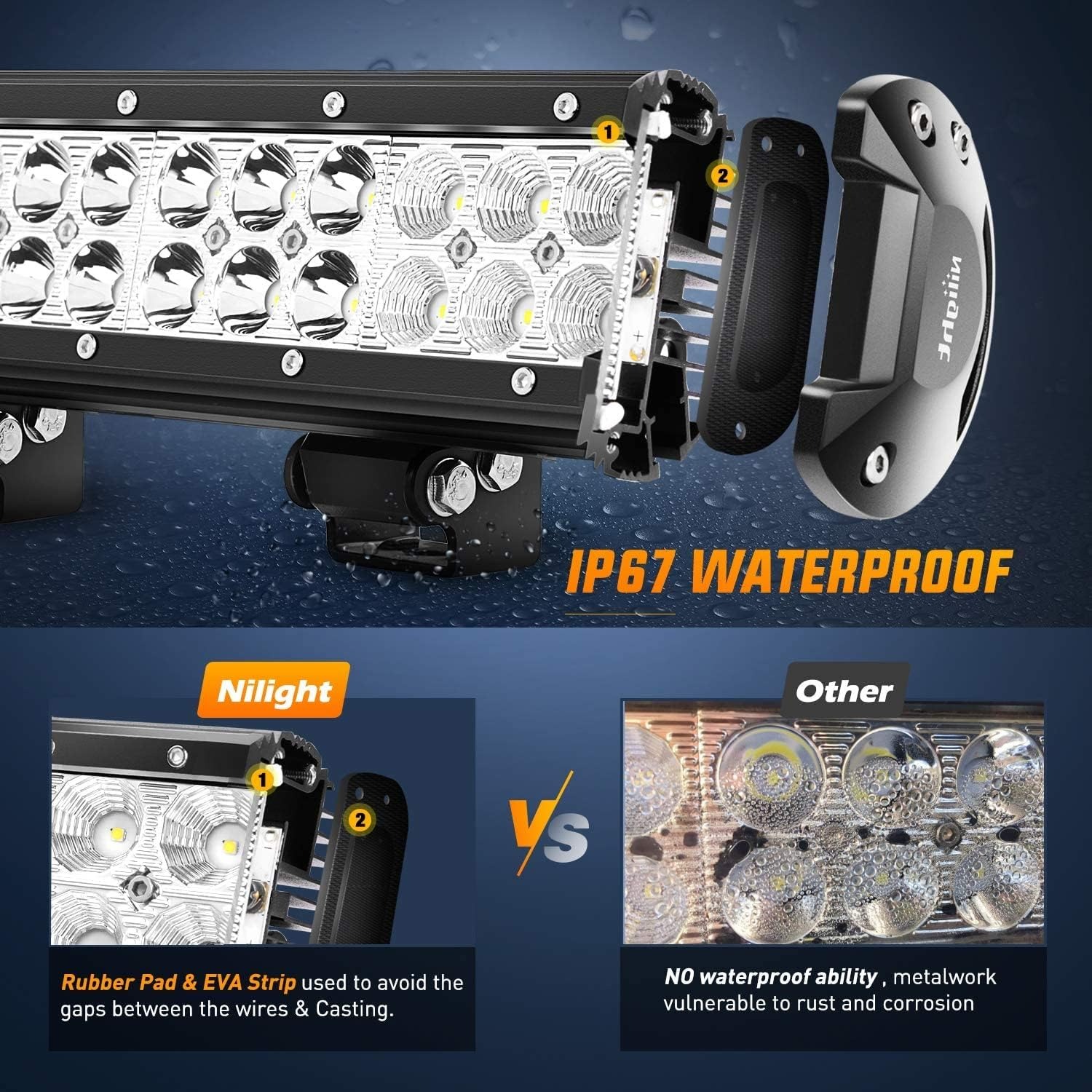 Lampu LED Bar Nilight 20 Inci  - Flood Tray Table ulasan dan harga